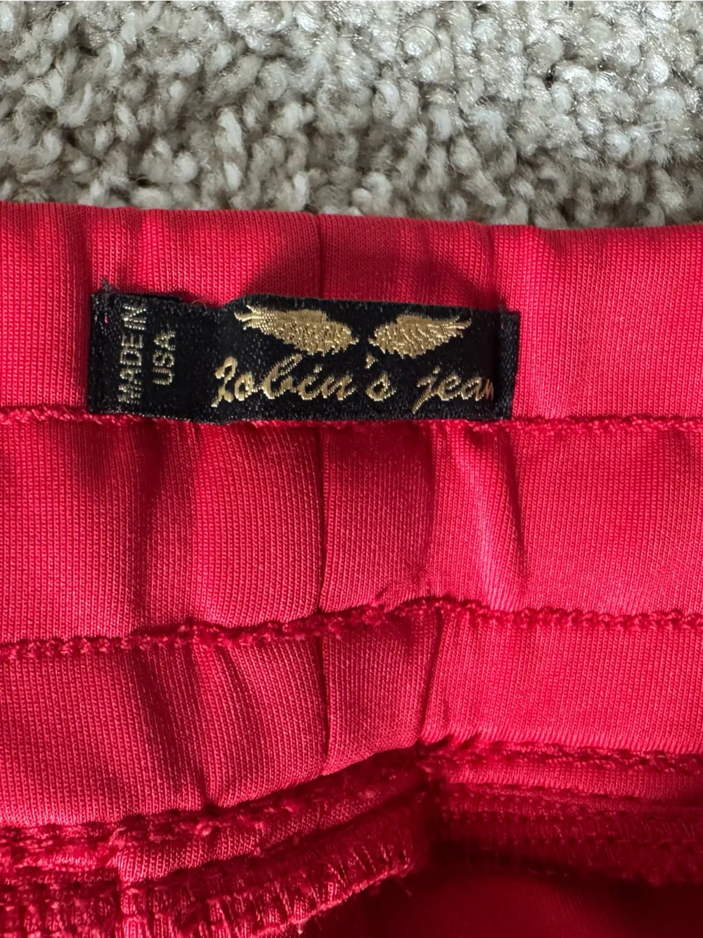 Robin's Jean Red Joggers with Black Side Panels & Number 8